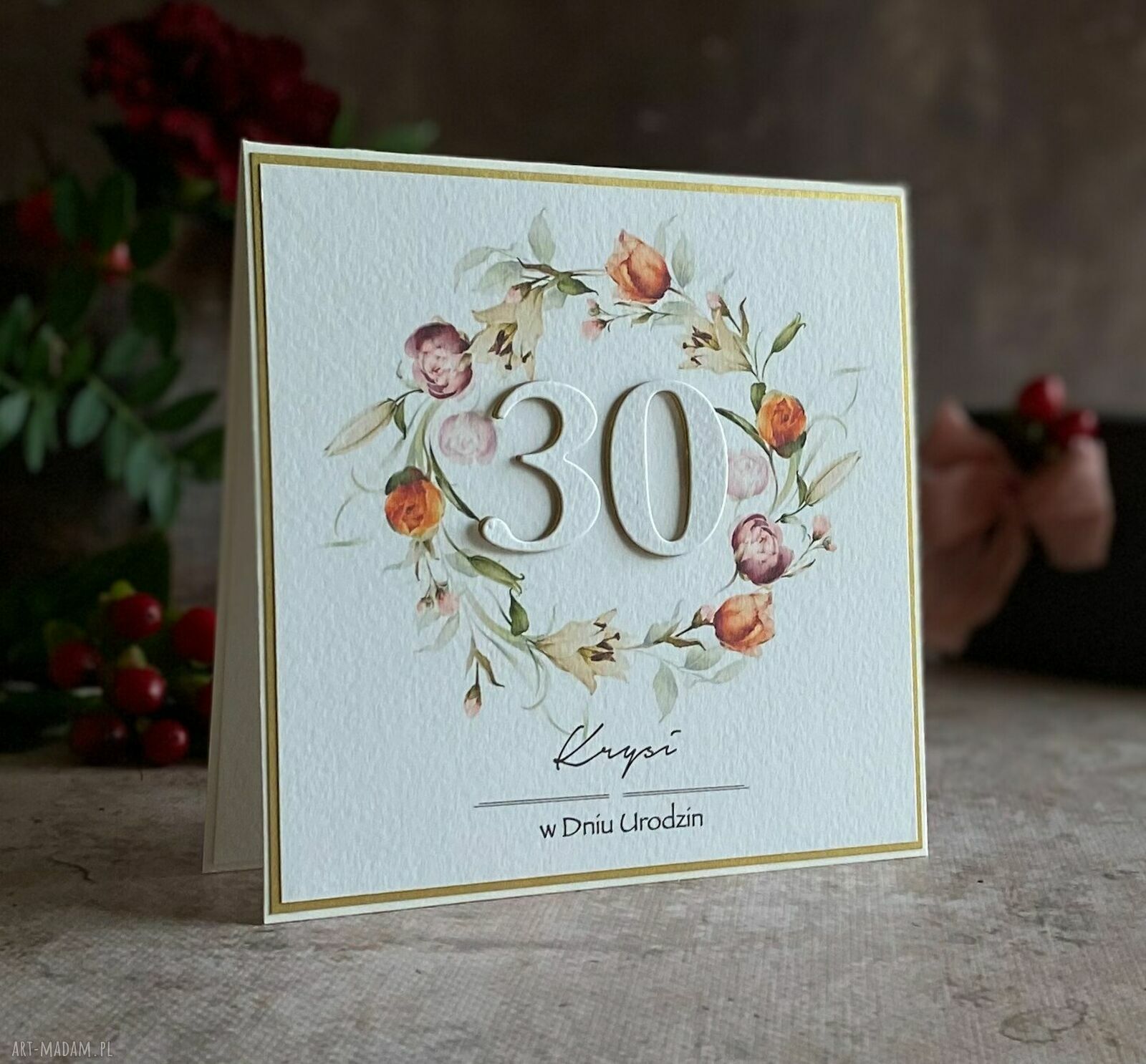 Personalizowana kartka na 30 urodziny BH 65a - elegancka i ręcznie robiona