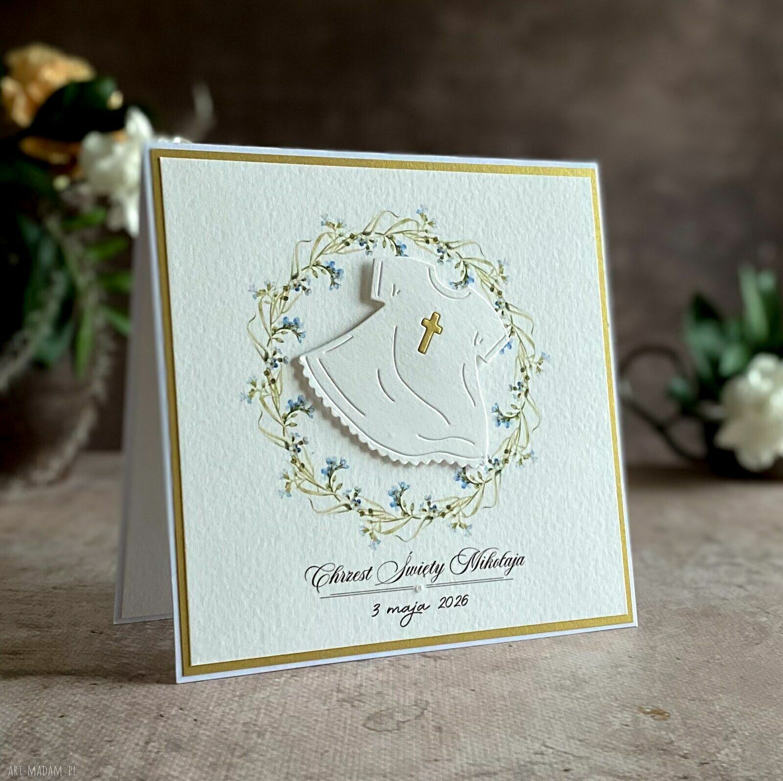 Personalizowana kartka na Chrzest w ozdobnej kopercie 72a