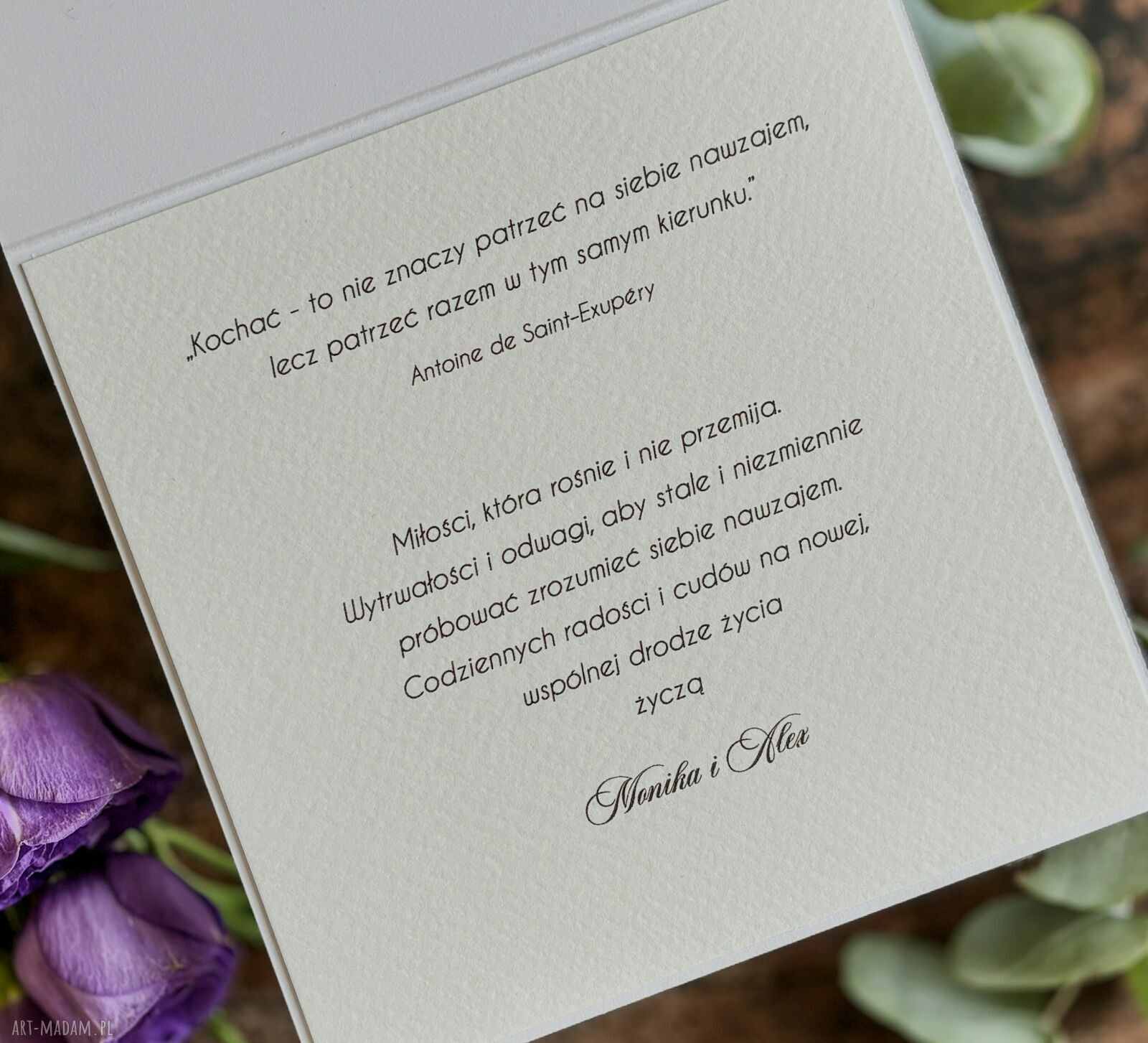 Personalizowana kartka ślubna Love z ozdobną kopertą