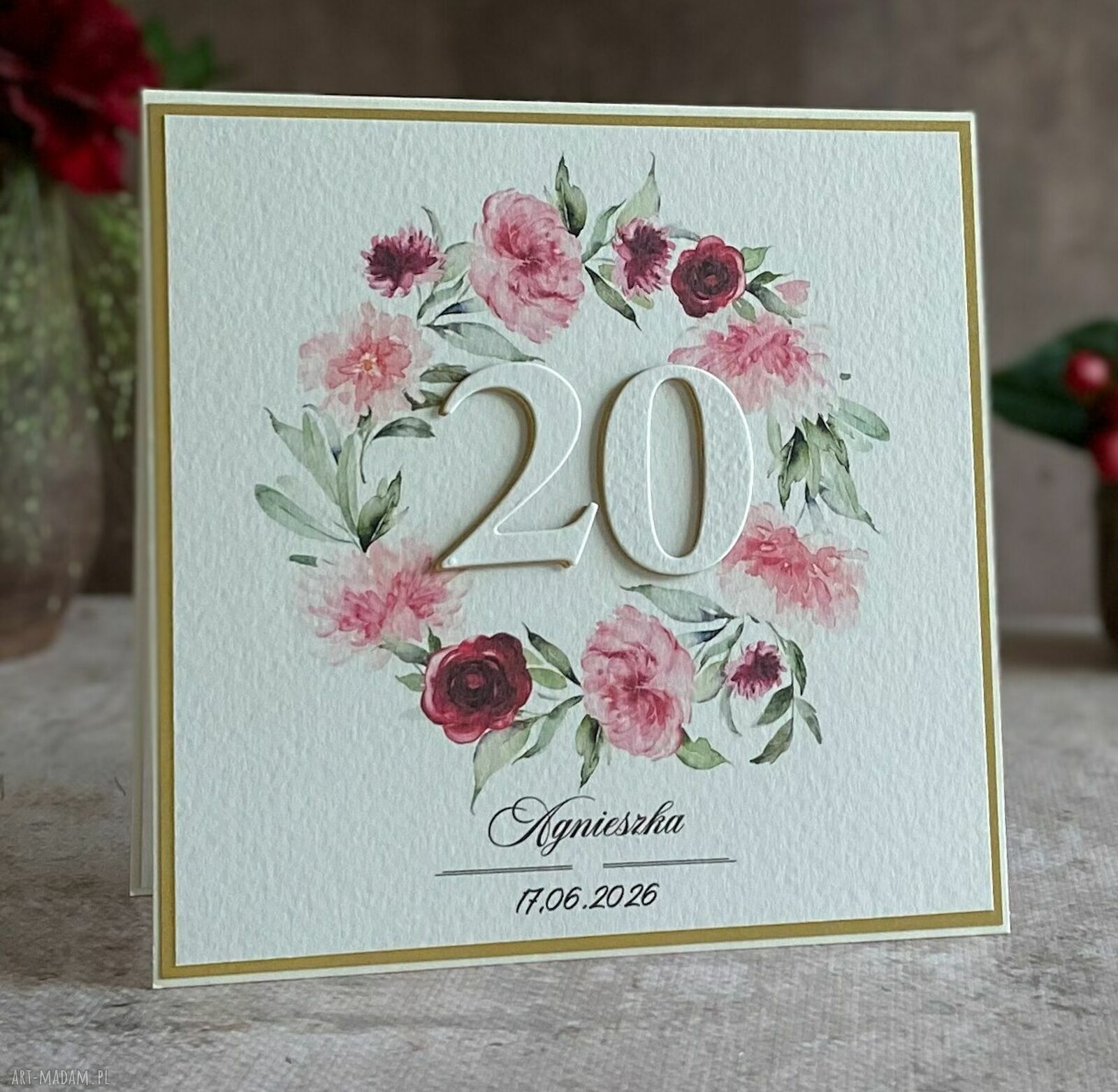 Personalizowana kartka na 20 urodziny BH 21a - elegancka pamiątka