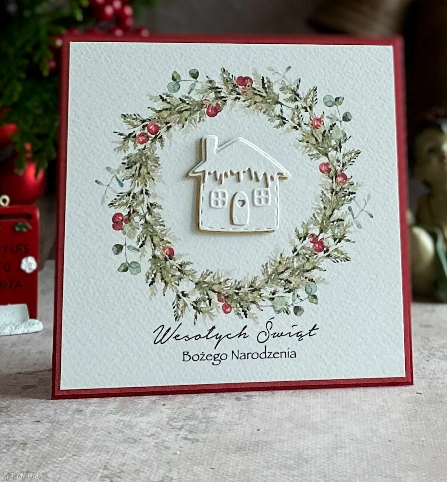 Personalizowana kartka na Boże Narodzenie BN 23A - ręcznie robiona z kopertą