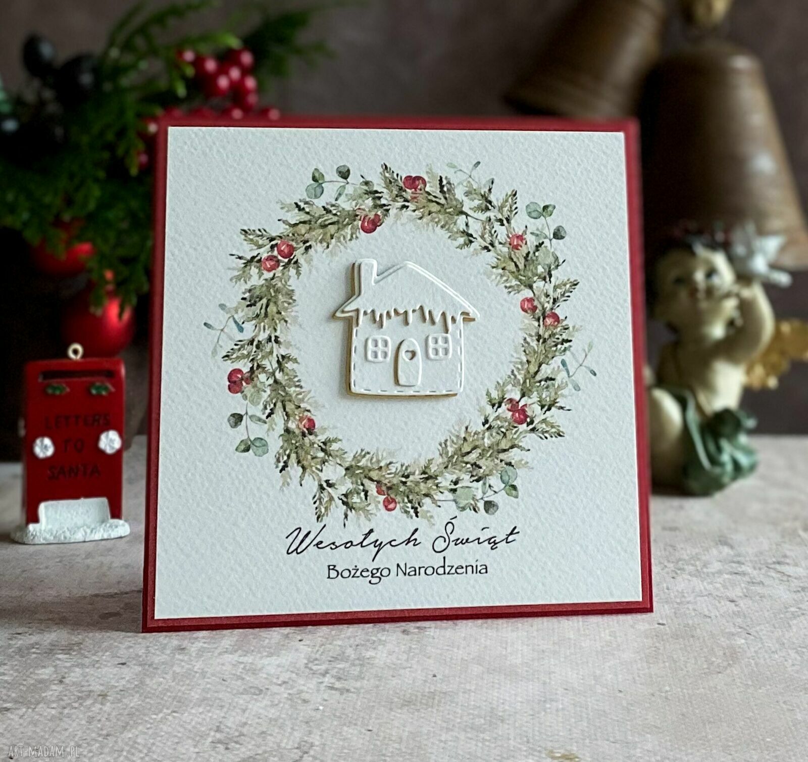 Personalizowana kartka na Boże Narodzenie BN 23A - ręcznie robiona z kopertą