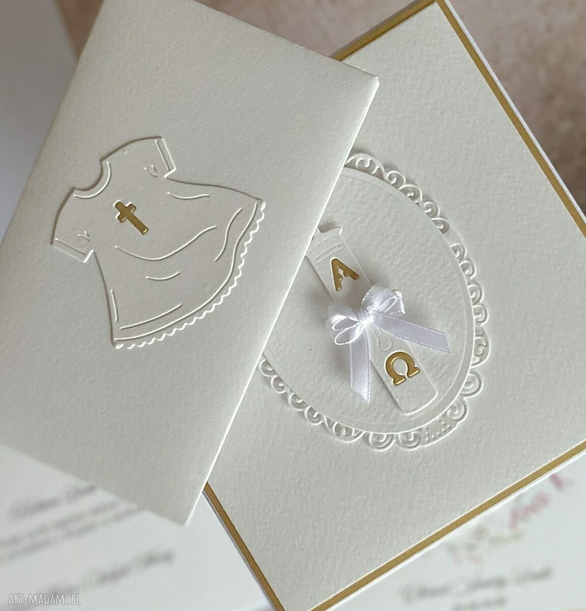 Personalizowana pamiątka chrztu świętego 49a - kartka w pudełku z kopertą