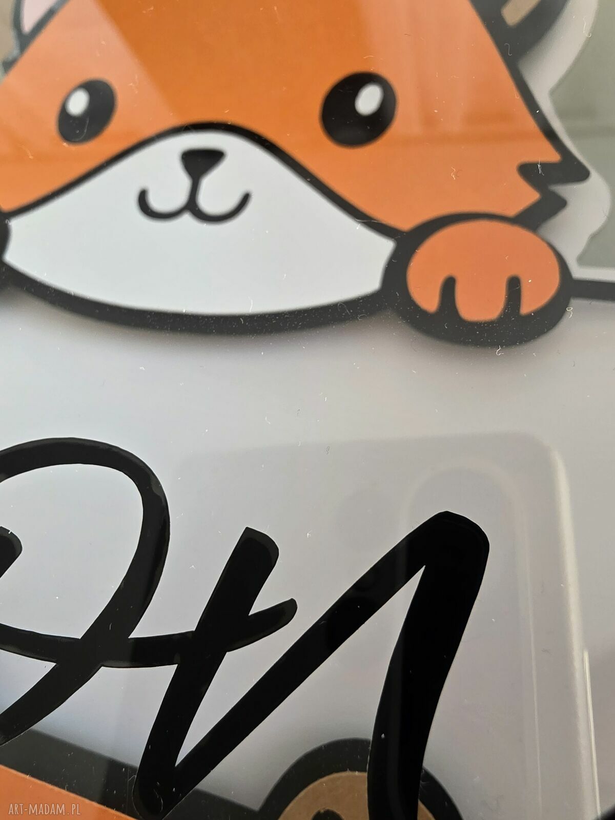 Personalizowana ramka z liskiem 3D i imieniem - biała dekoracja dla dziecka