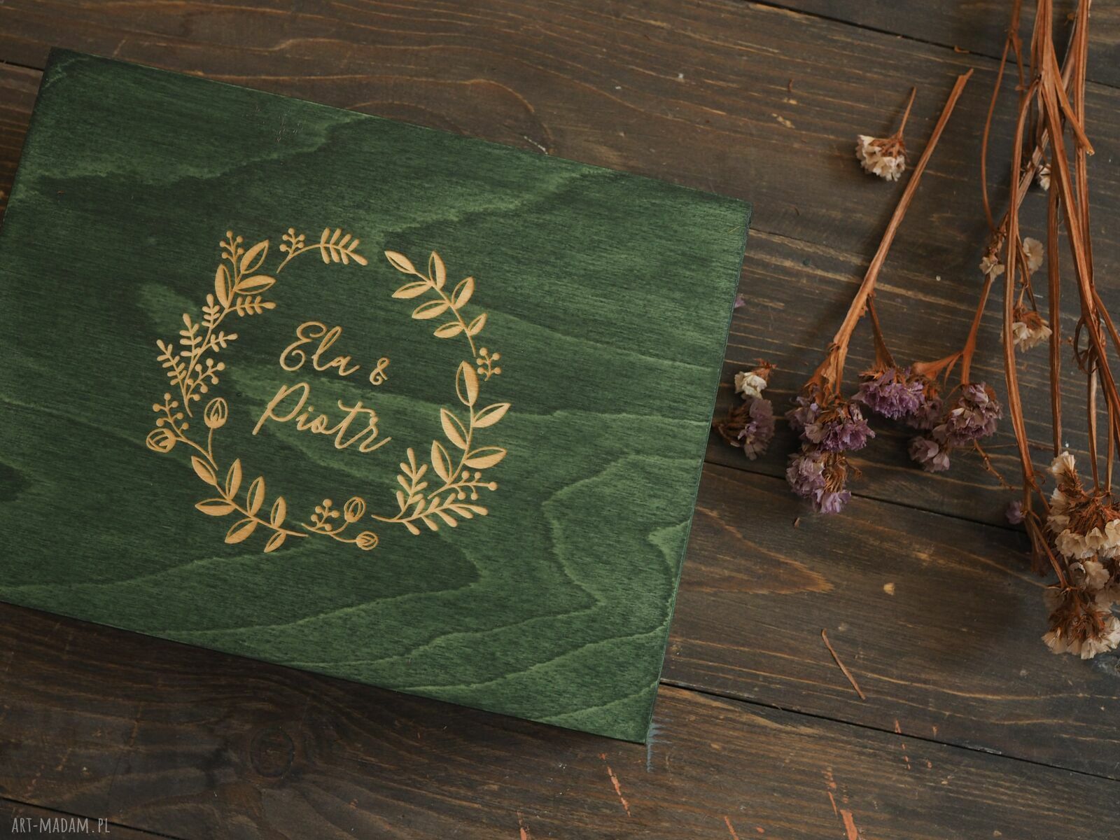 Pudełko personalizowane na zdjęcia ślubne 13x18 cm z grawerem