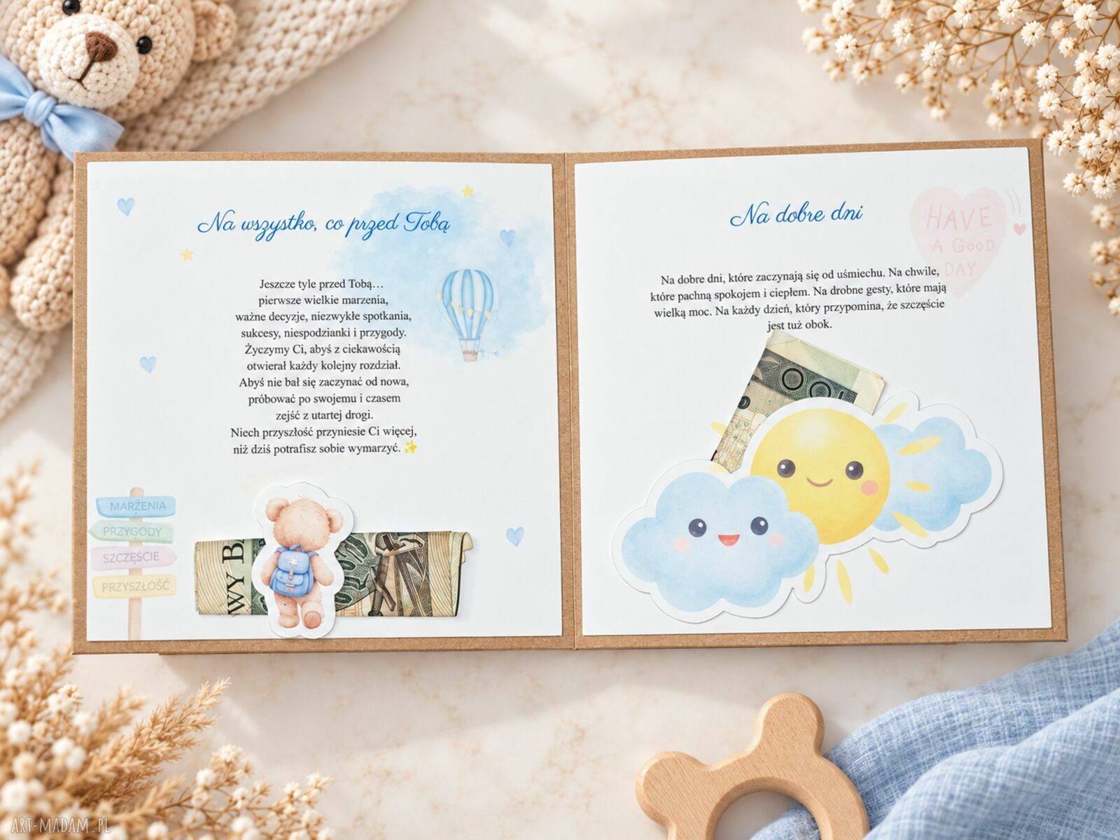 Personalizowany album na narodziny dziecka zamiast koperty
