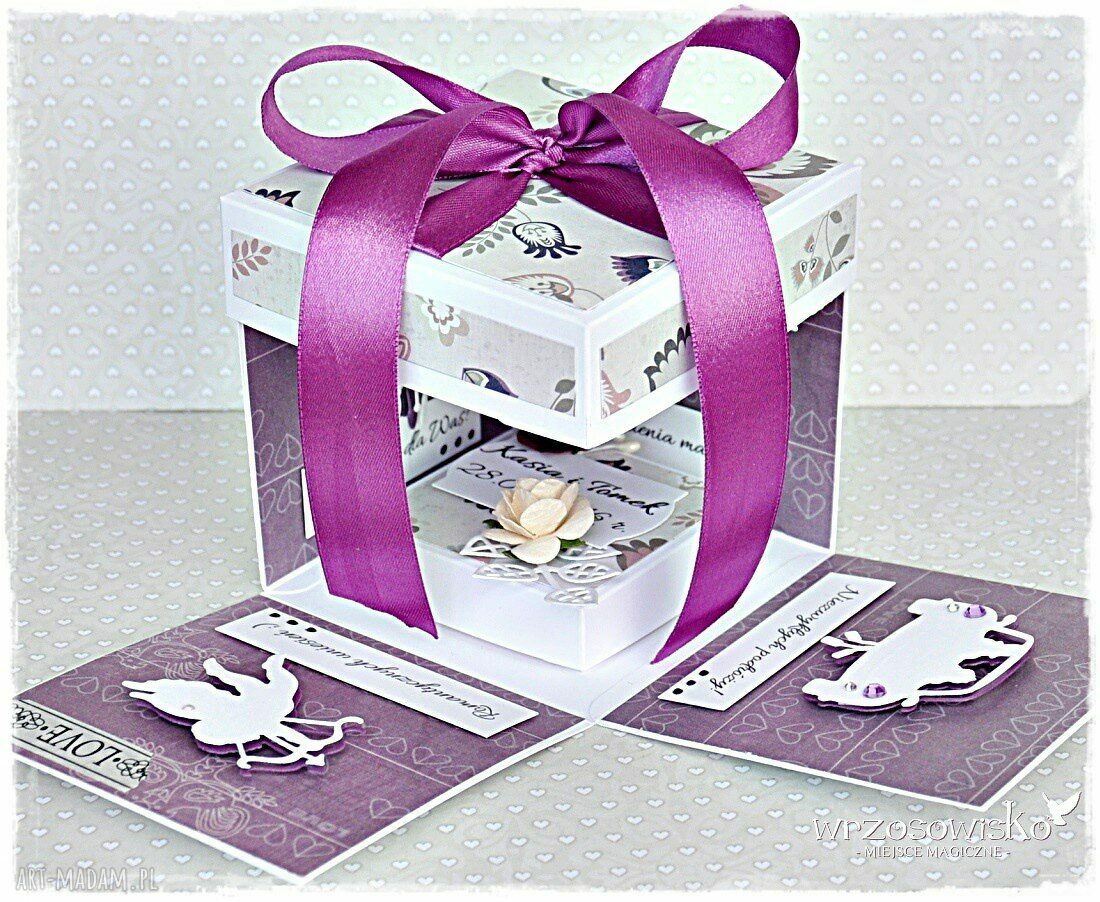 Personalizowany box ślubny folk exploding ślub prezent nietypowa