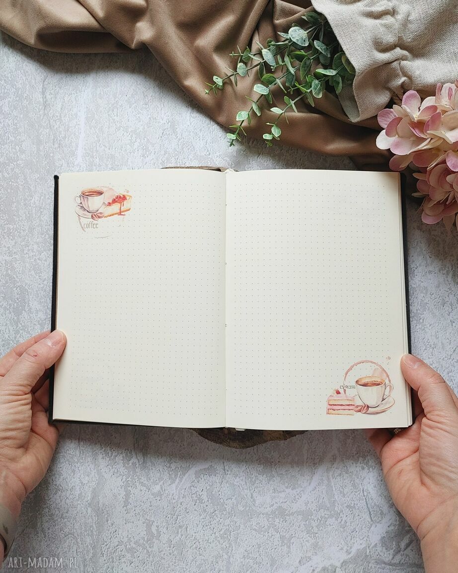 Personalizowany notes kawowy dla kawosza - kawa i ciastka