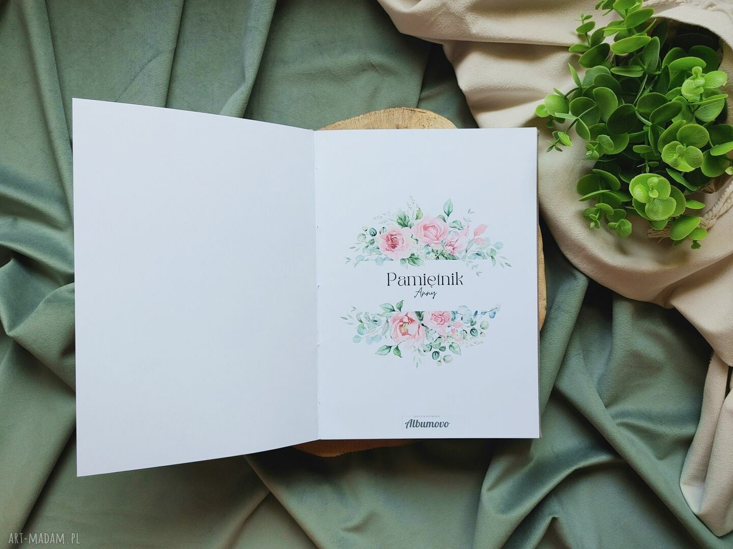Personalizowany notes - pamiętnik kwiatowy A5 różany z imieniem