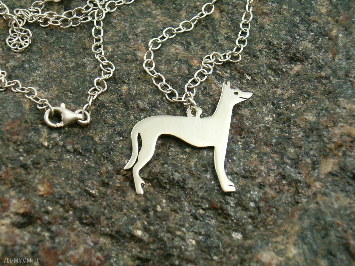Naszyjnik z psem faraona Pharaoh Hound w srebrze 925 (ręcznie robiony)
