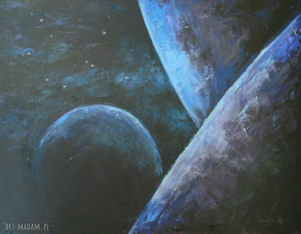 Piąta Planeta - olej na płótnie, abstrakcja kosmosu (80x60)