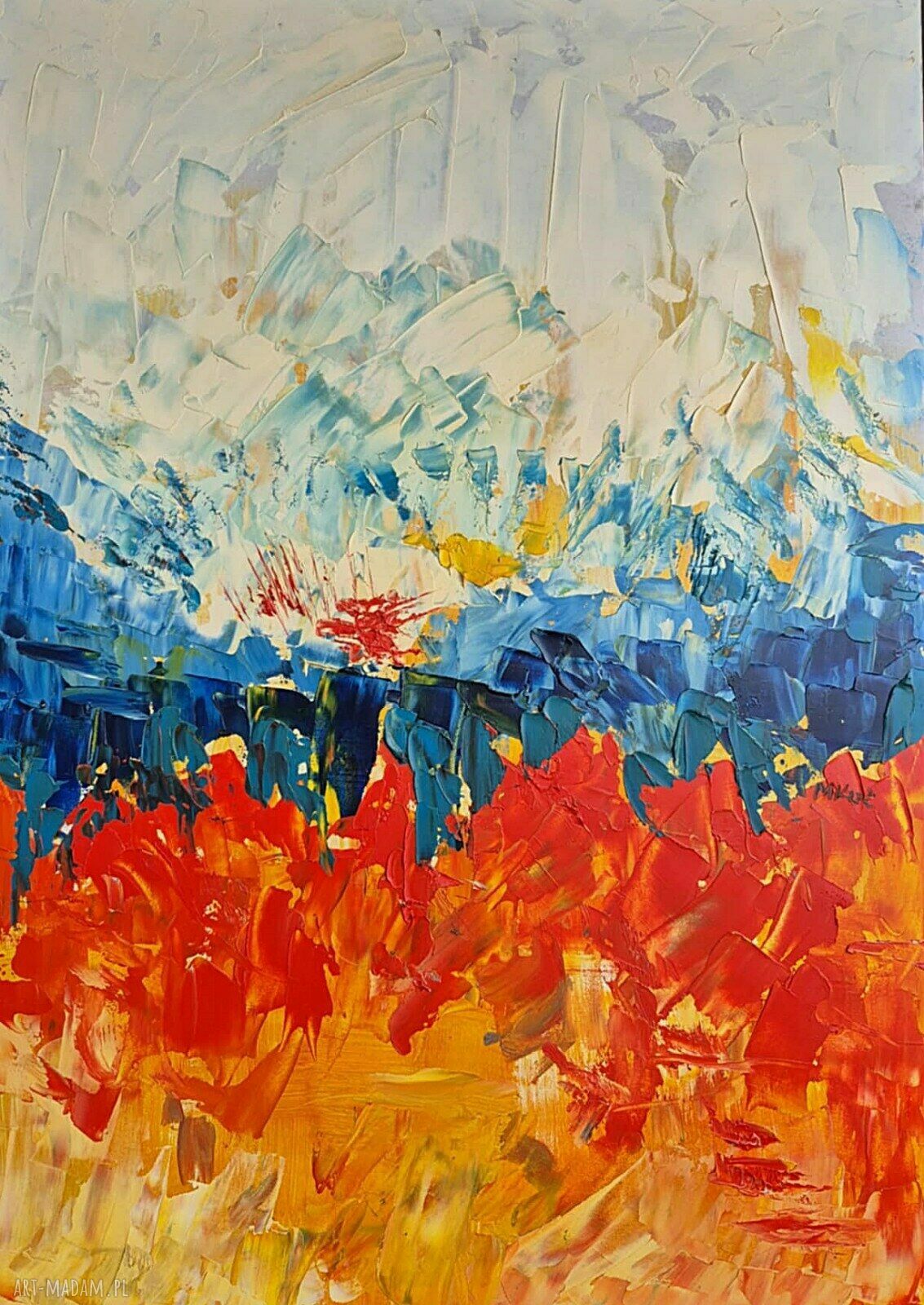 Obraz olejny „Tam gdzie płonie lód” 50x70 - nowoczesna abstrakcja