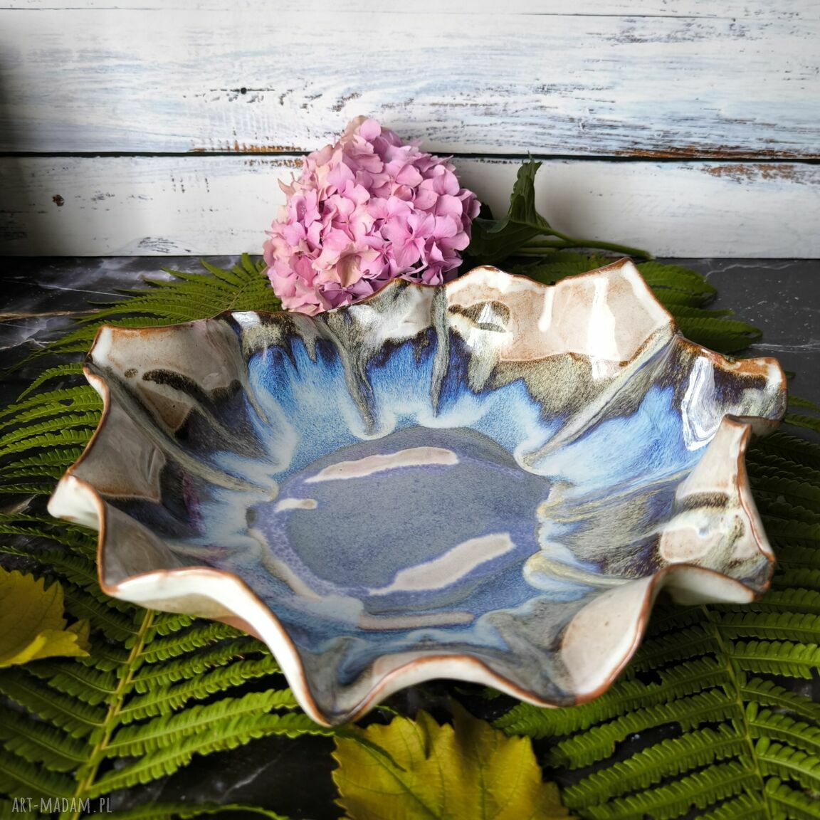 Piękna misa ceramiczna XL inspirowana morzem - ręcznie robiona