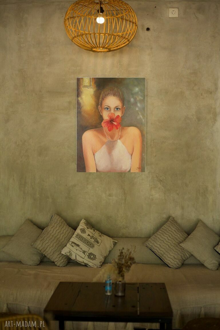 Piękno jest milczeniem - obraz olejny 40 x 55 cm (postać kobiety)
