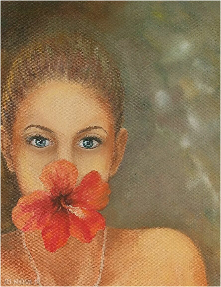 Piękno jest milczeniem - obraz olejny 40 x 55 cm (postać kobiety)