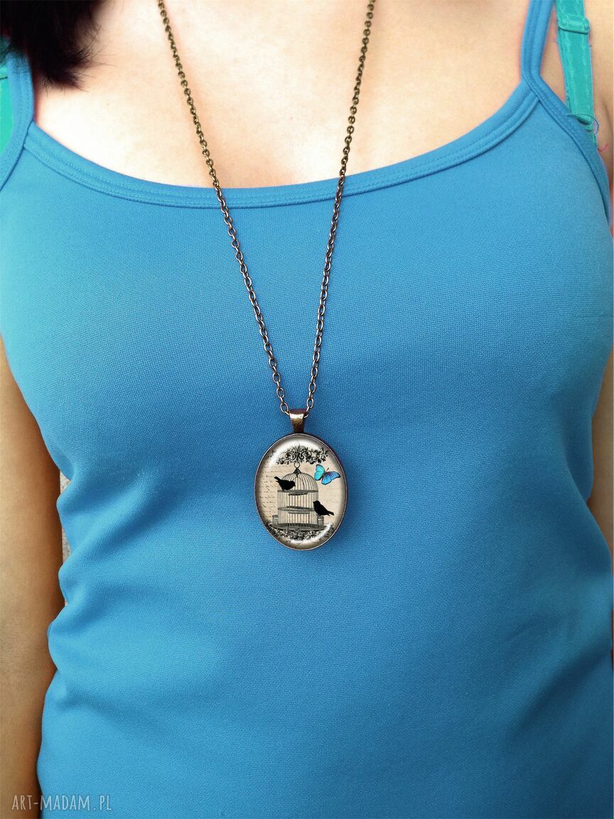 naszyjniki: Piękno Owalny medalion z łańcuszkiem Handmade