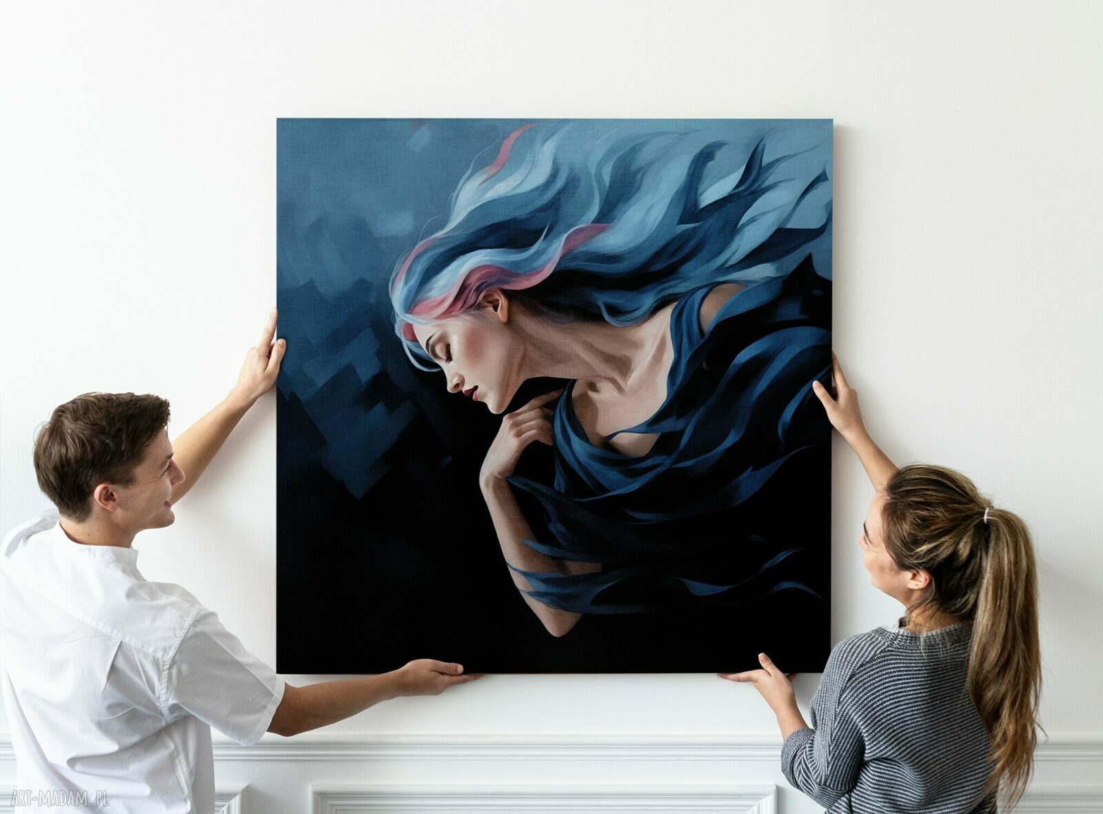 Obraz Kobieta blue na płótnie 50x50 cm