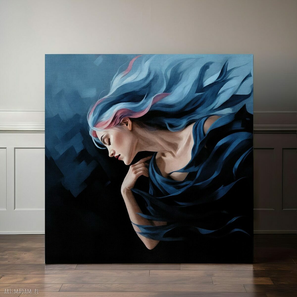 Obraz Kobieta blue 70x70 cm do salonu - gotowy do zawieszenia
