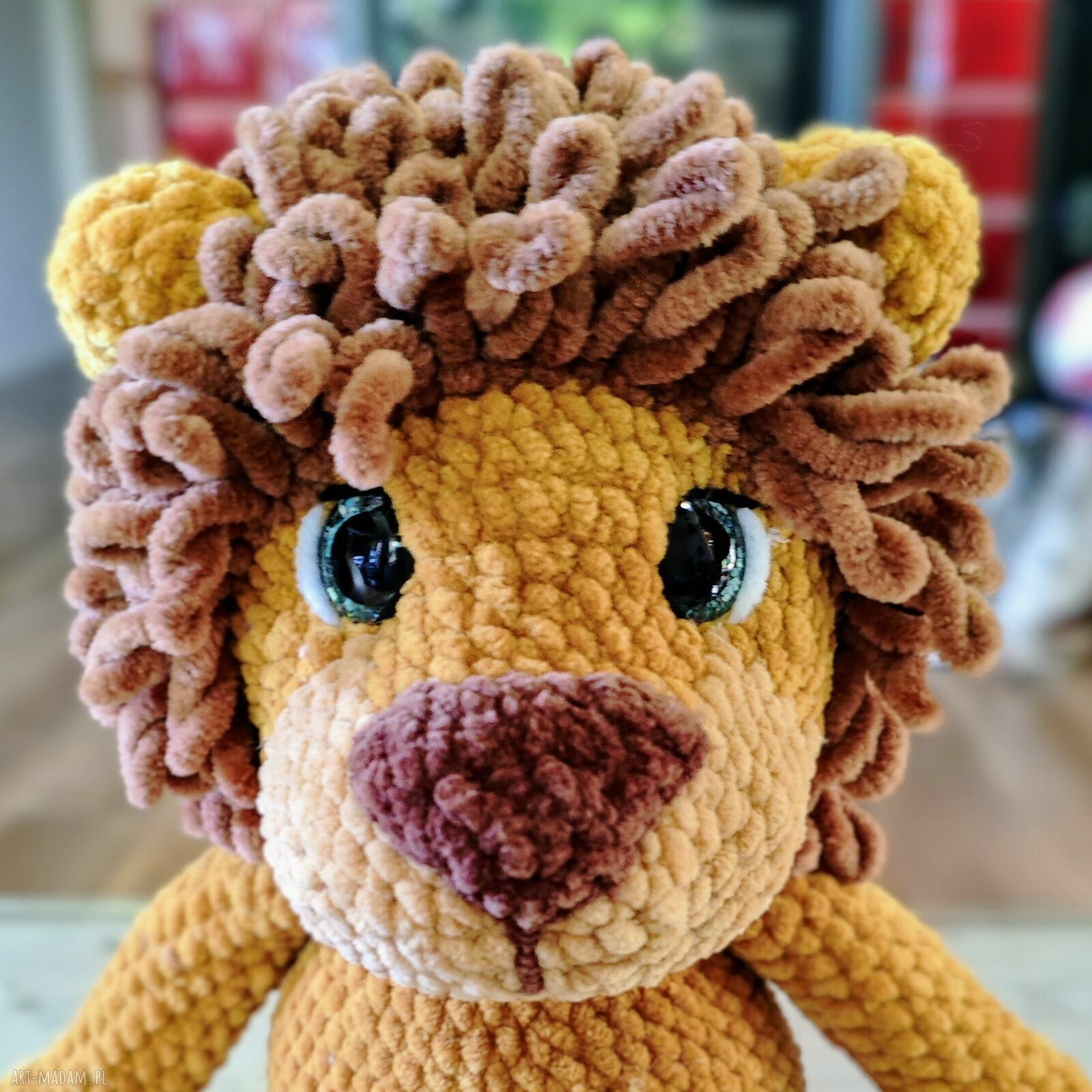 Piękny szydełkowy lew maskotka lwiątko handmade kotek szukasz