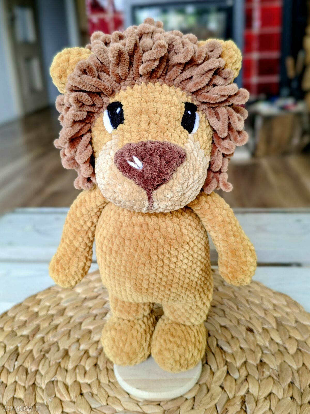 Piękny szydełkowy lew 30 cm - ręcznie robiona maskotka dla dziecka art-Madam.pl