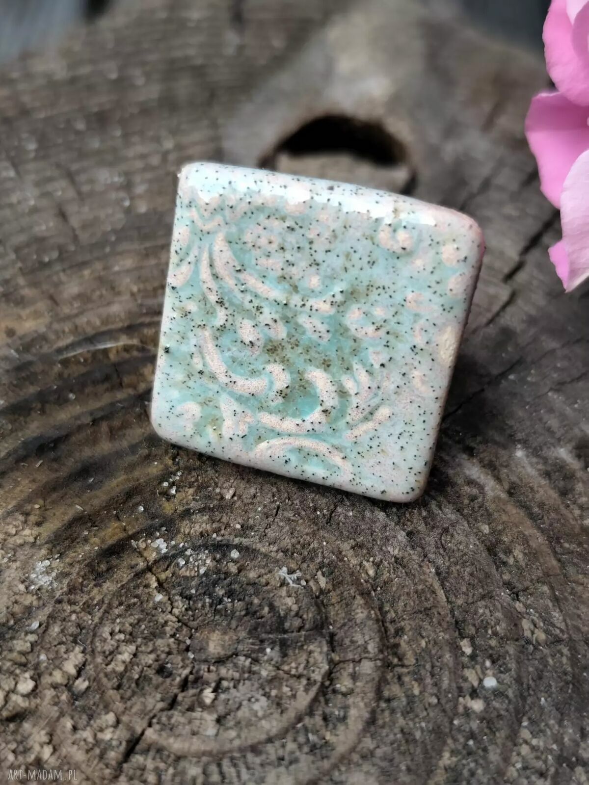 Pierścionek ceramiczny 34 - ręcznie wykonany i regulowany