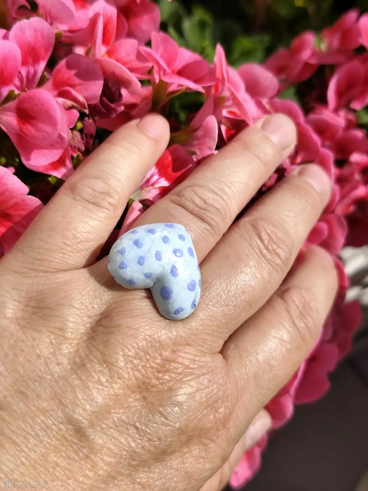 Niebieski pierścionek ceramiczny handmade - regulowany