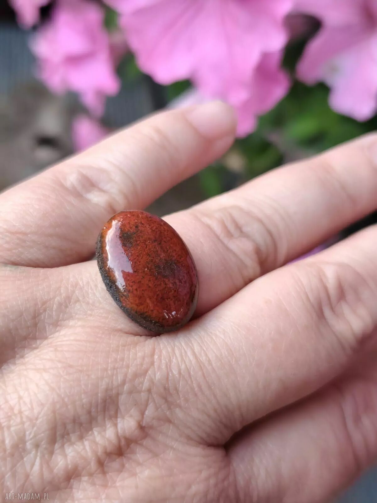 Pierścionek ceramiczny handmade z regulowaną obrączką