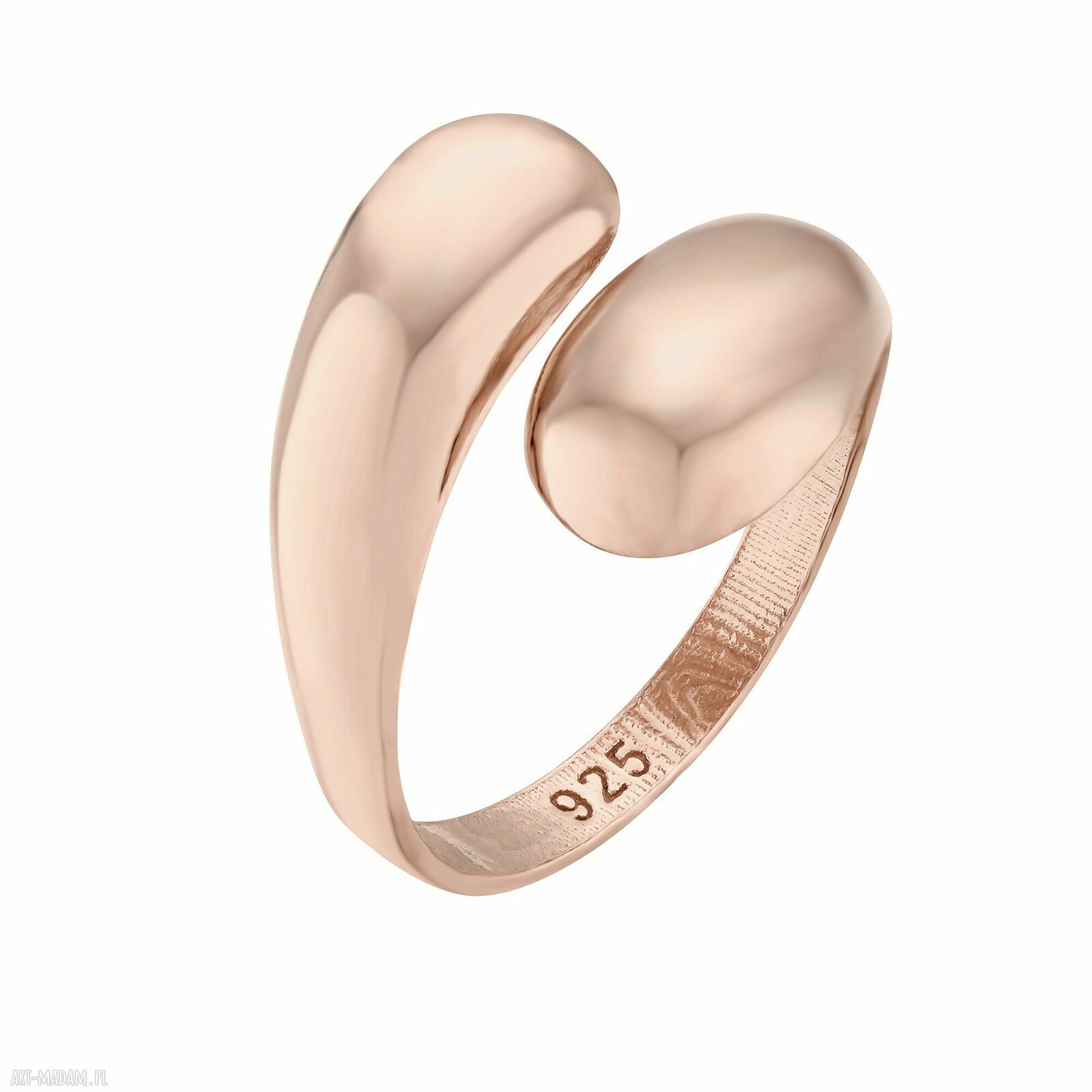 krople różowego złota pierscionek pozłacana elegancki
