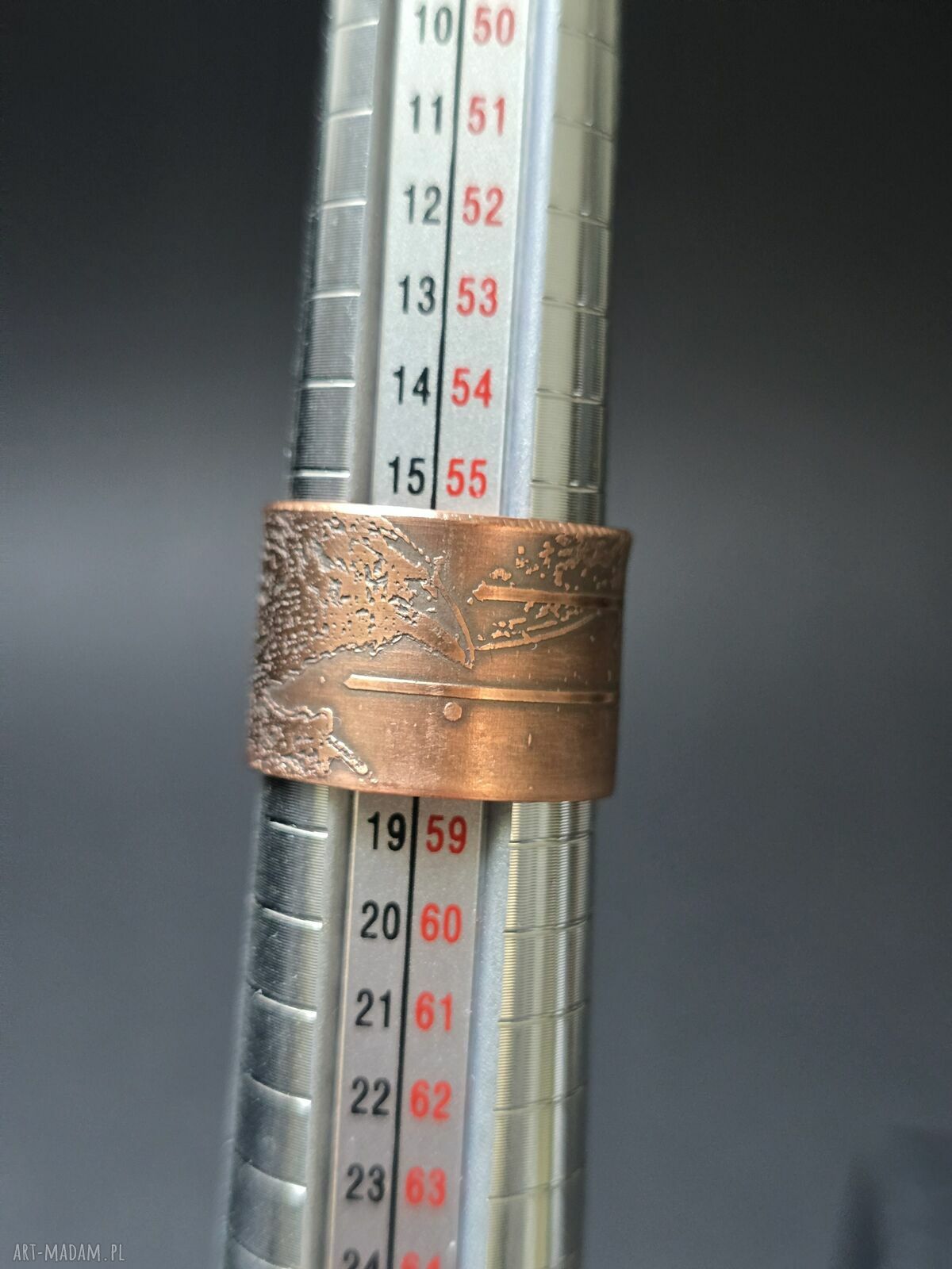 Pierscionek miedziany ptak kruk 1,5 cm - regulowany