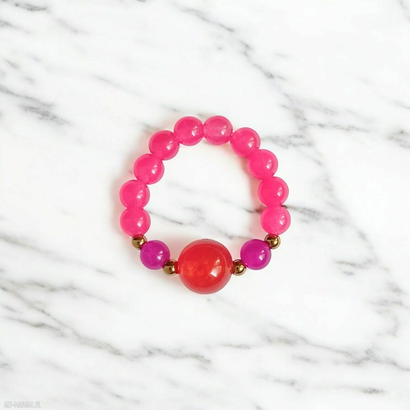 Pierścionek Summer Energy z jadeitem na gumce - kolorowa biżuteria