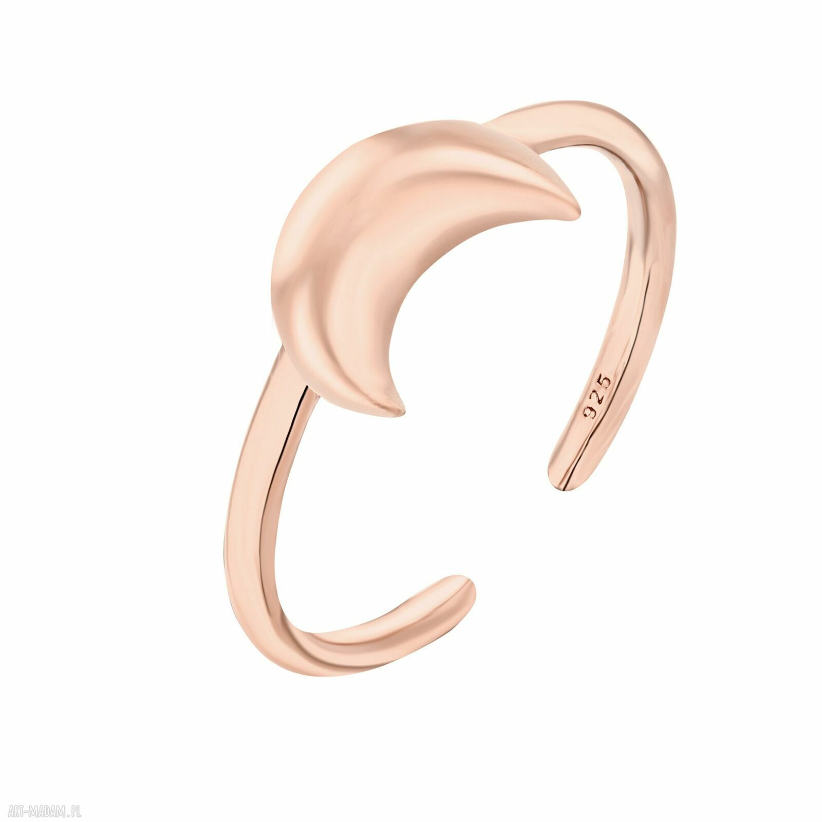 Pierścionek księżycem różowego złota księżyc modny regulowany