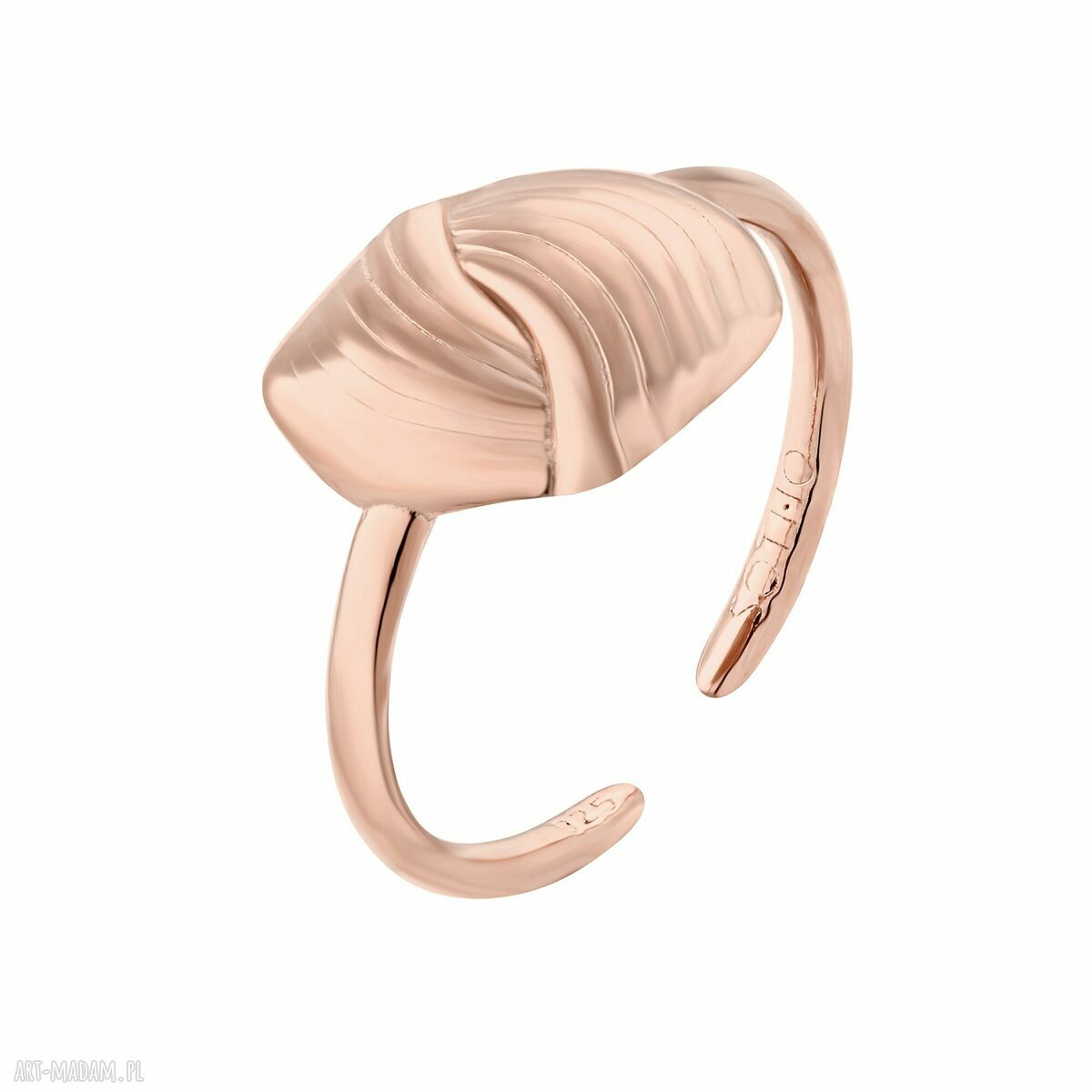 plecioną retro ozdobą różowego złota pierscionek