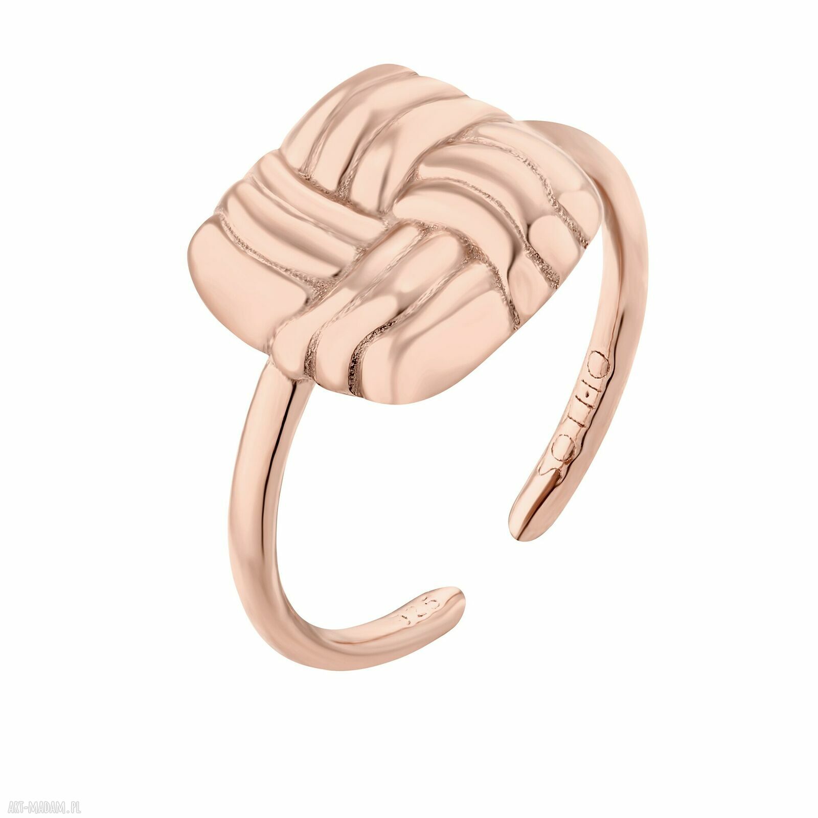 Pierścionek retro kwadratem różowego złota uniwersalny modny