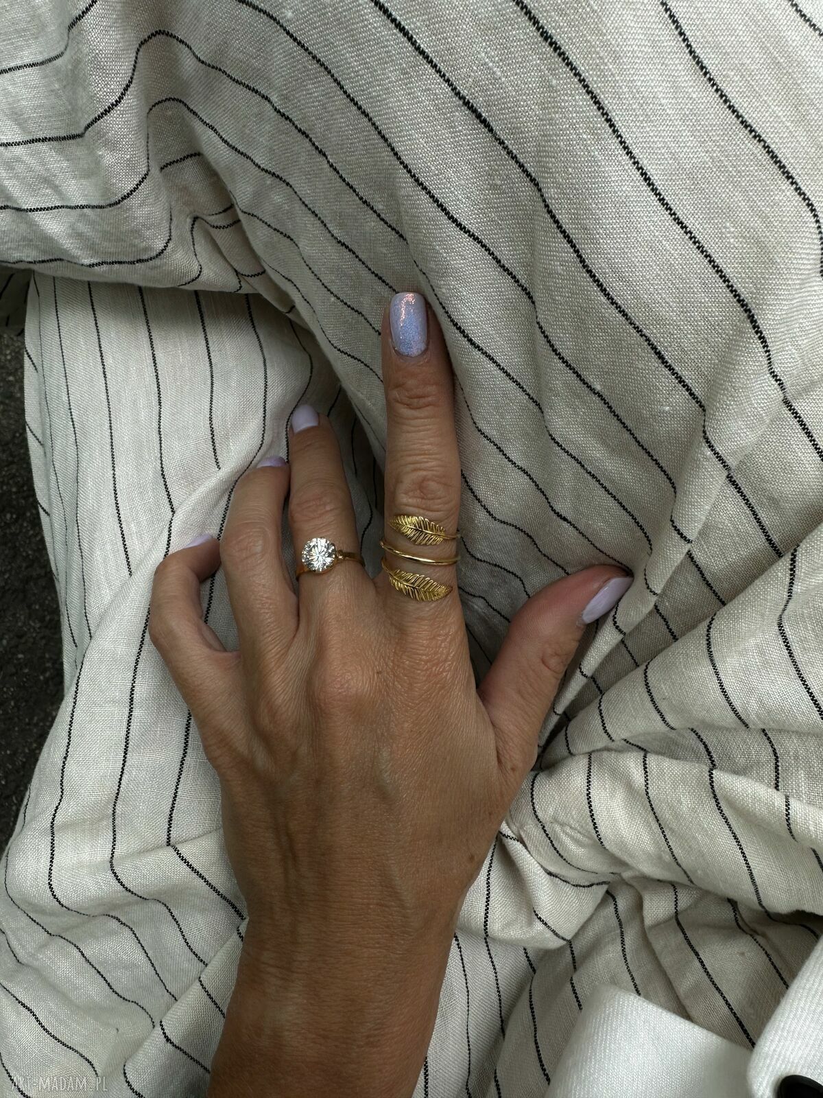 pierścionki: Pierścionek z różowego złota z dużą cyrkonią r. 15 Ręcznie wykonane