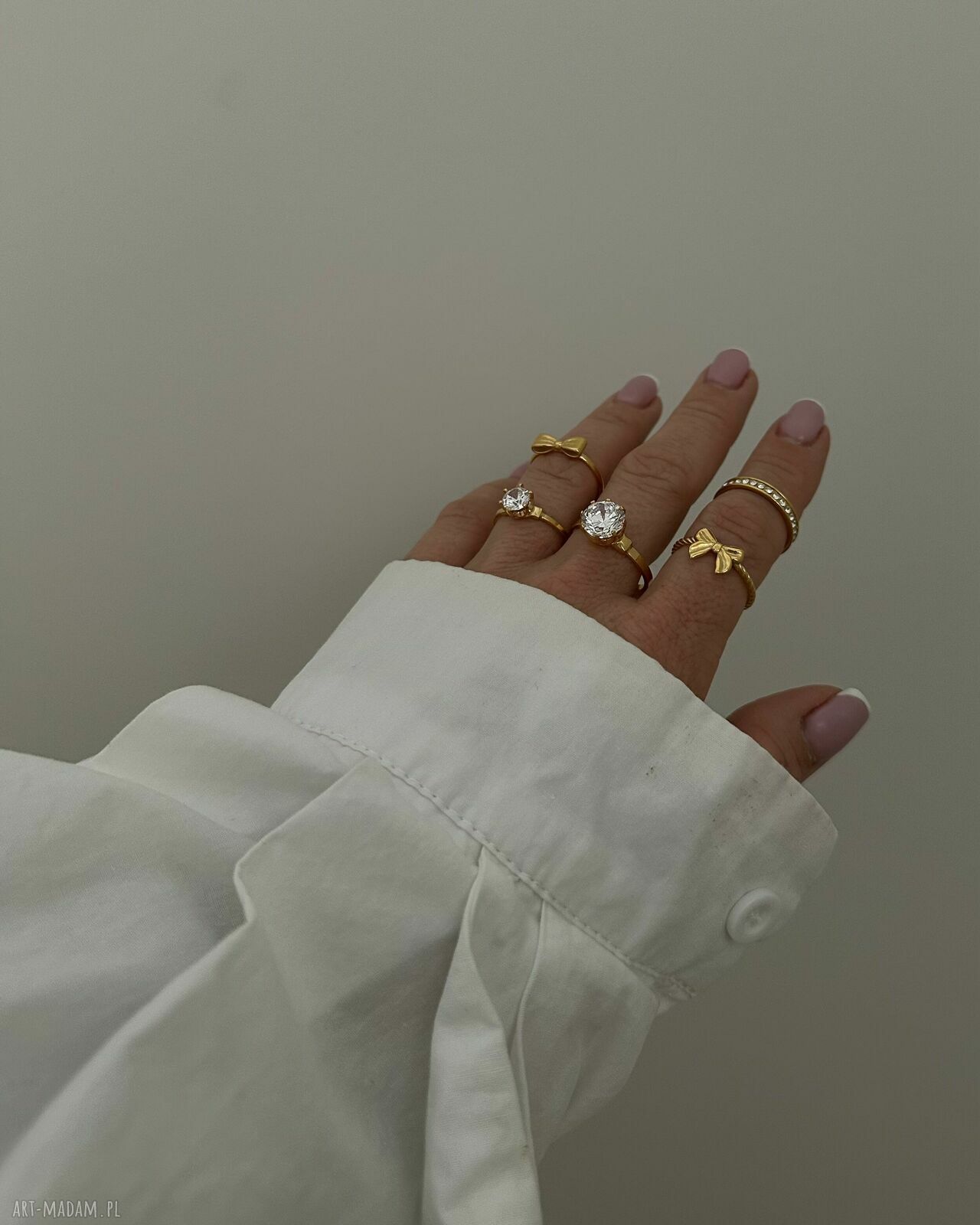 pierścionki: Pierścionek z różowego złota z dużą cyrkonią r. 15 Ręcznie wykonane