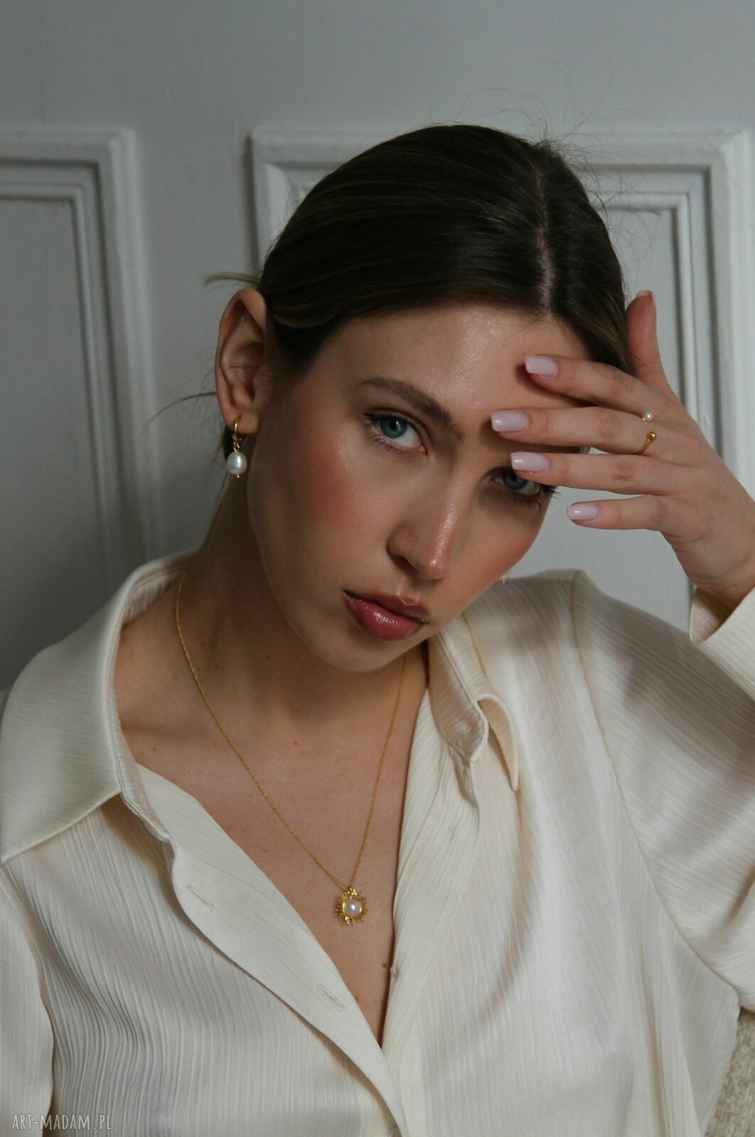 pierścionki: Pierścionek z różowego złota z kuleczką i białą perłą Ręcznie zrobione