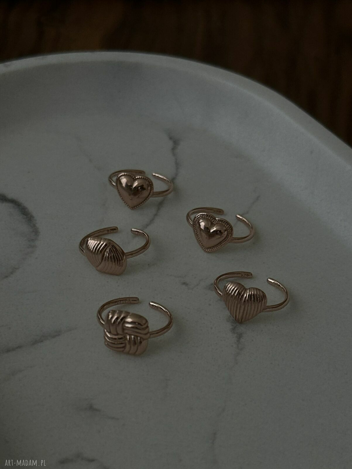 pierścionki: Pierścionek z sercem z różowego złota Ręcznie wykonane