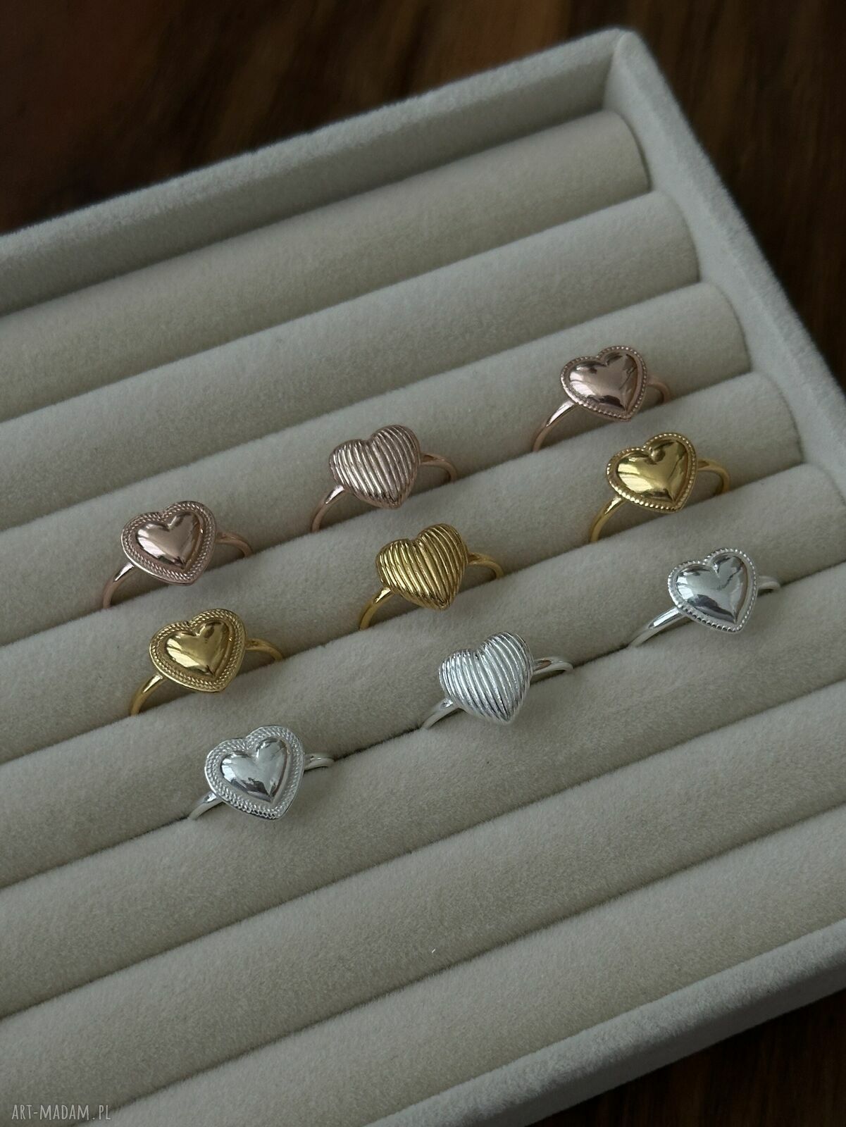 pierścionki: Pierścionek z sercem z różowego złota Ręcznie wykonane