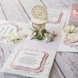 exploding box - komunia - różowe scrapbooking kartki