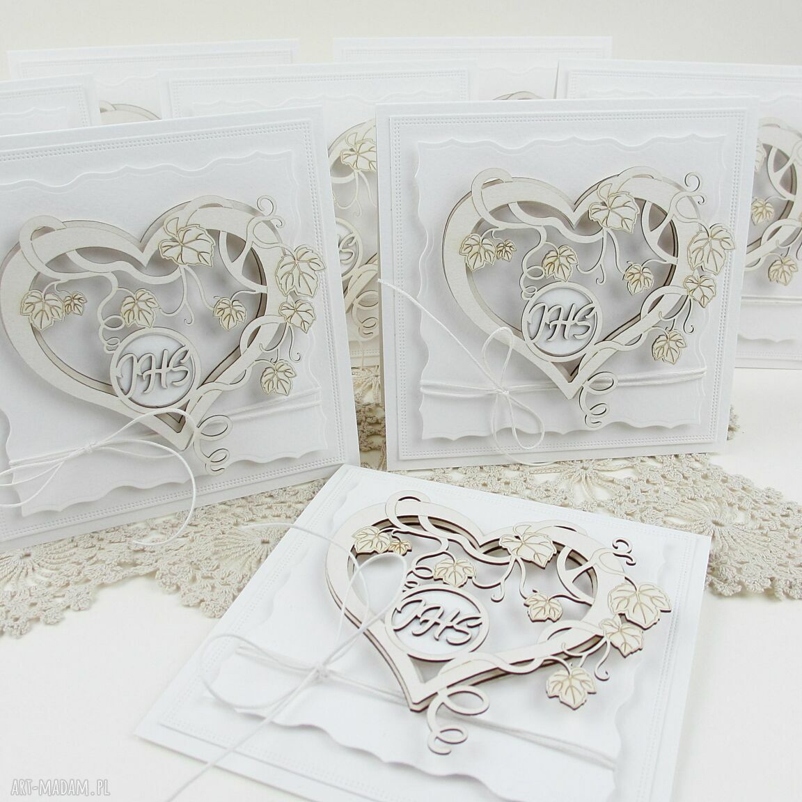 Zaproszenia na Pierwszą Komunię - 10 sztuk handmade 3D z kopertami