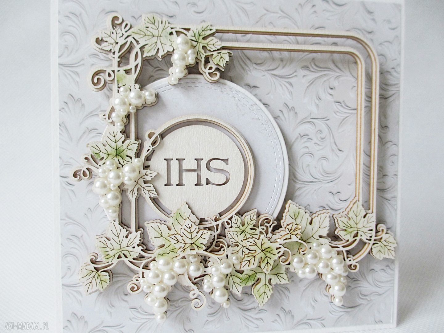 Pierwsza Komunia - kartka w pudełku scrapbooking z elementami 3D