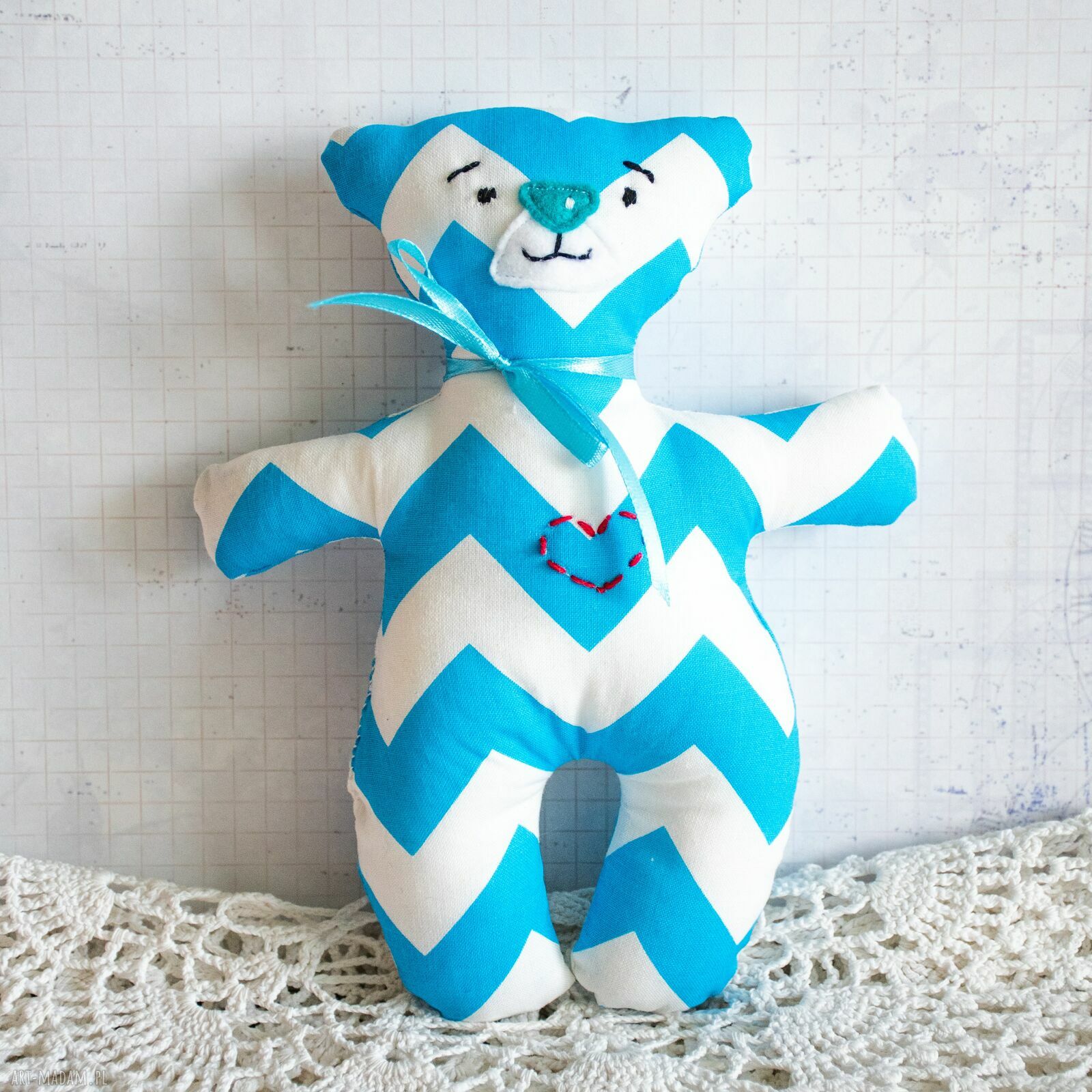 Pierwszy miś Krzyś 21 cm - ręcznie szyty