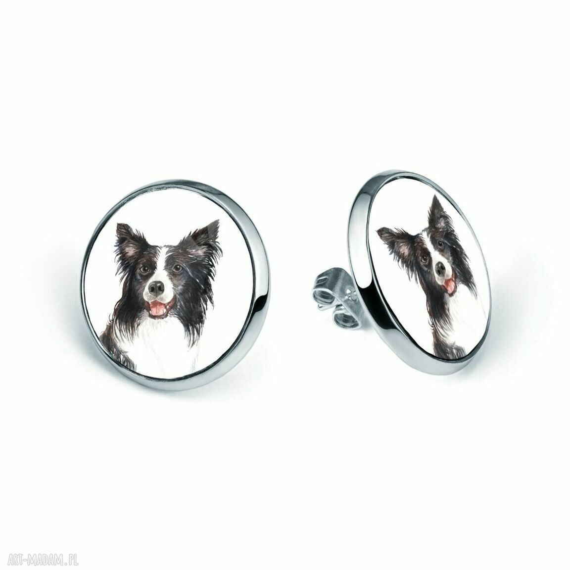 Kolczyki sztyfty Border Collie - ręcznie robione, antyalergiczne | art-Madam.pl