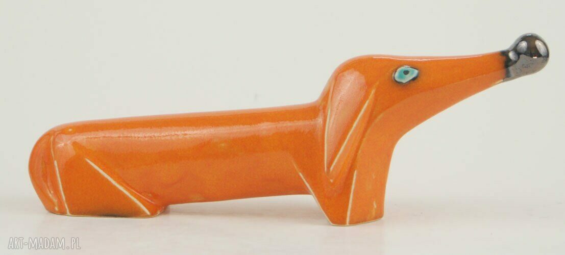 Pies na biżuterię 23 cm - ręcznie malowana figurka ceramiczna
