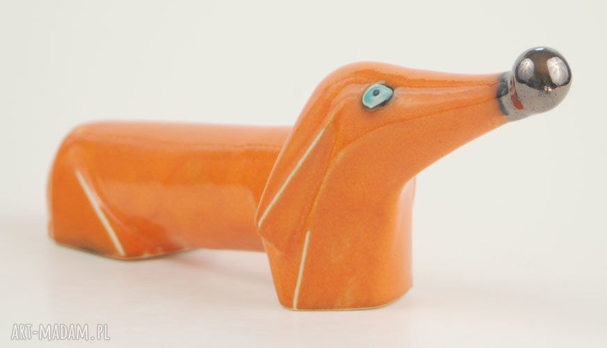 Pies na biżuterię 23 cm - ręcznie malowana figurka ceramiczna