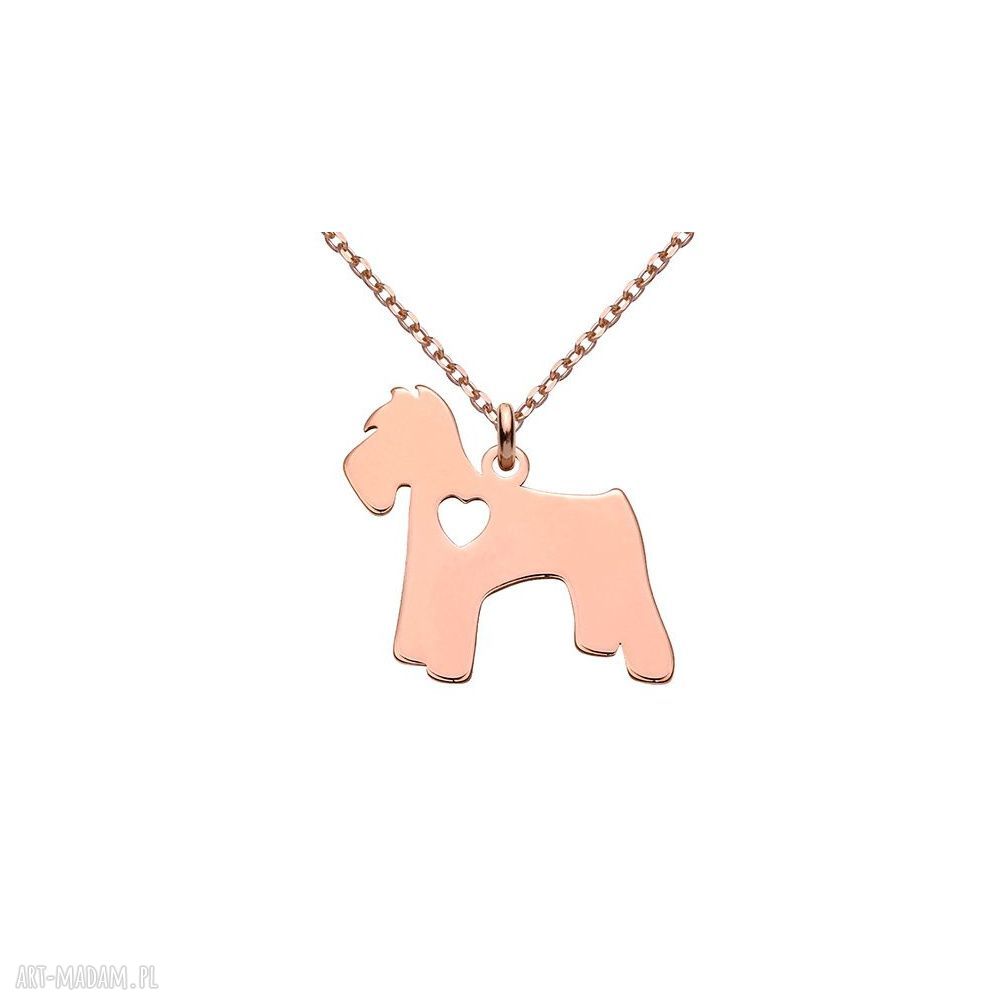 naszyjniki: Naszyjnik z różowego złota z psem rasy sznaucer Ręcznie wykonane