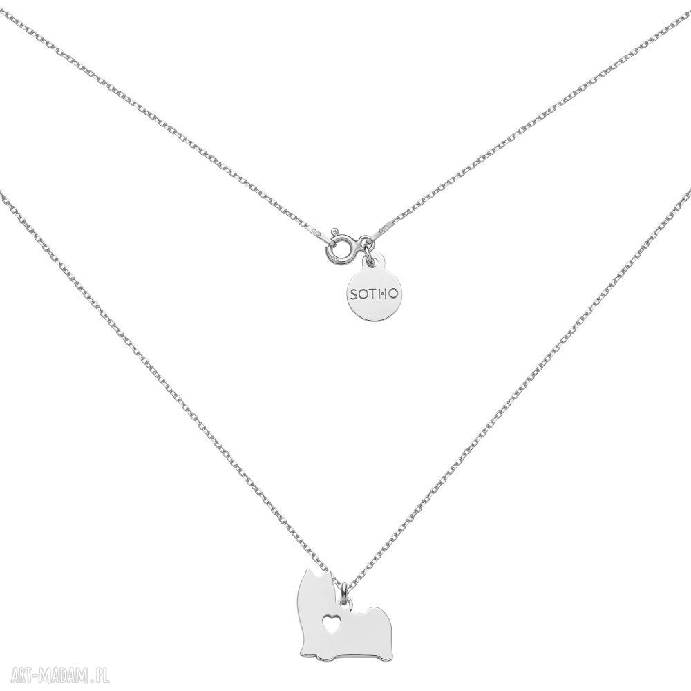 Srebrny naszyjnik psem shih tzu pies rasa shihtzu zwierzak