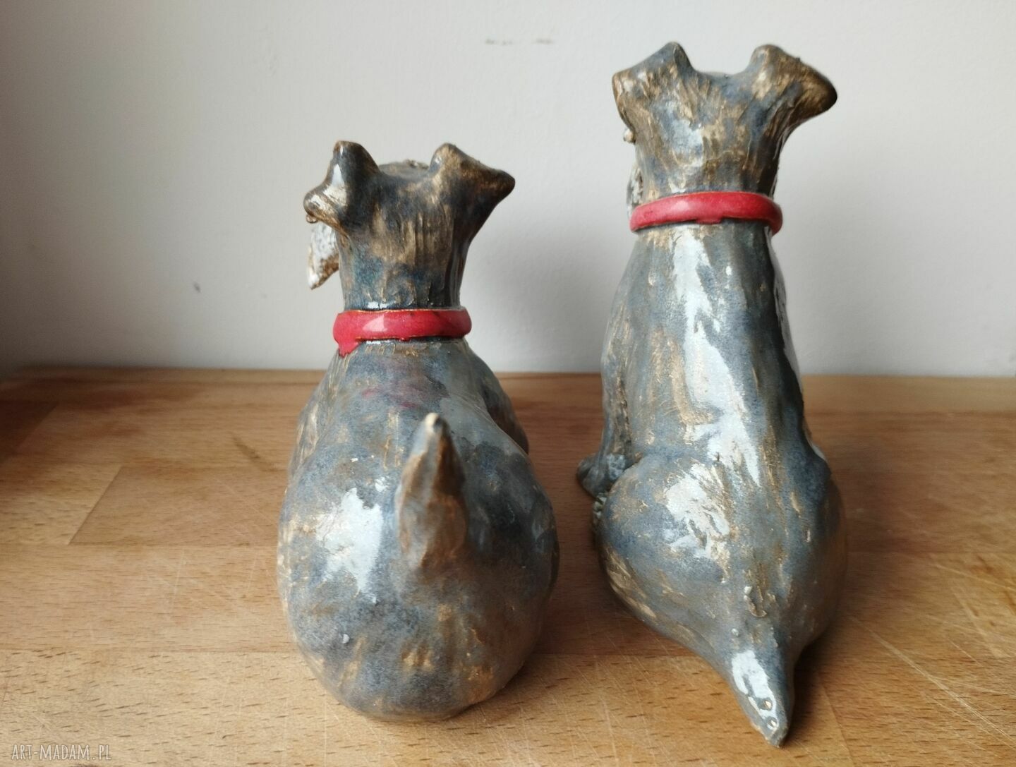 Sznaucerki dwa - ceramika handmade z gliny szamotowej