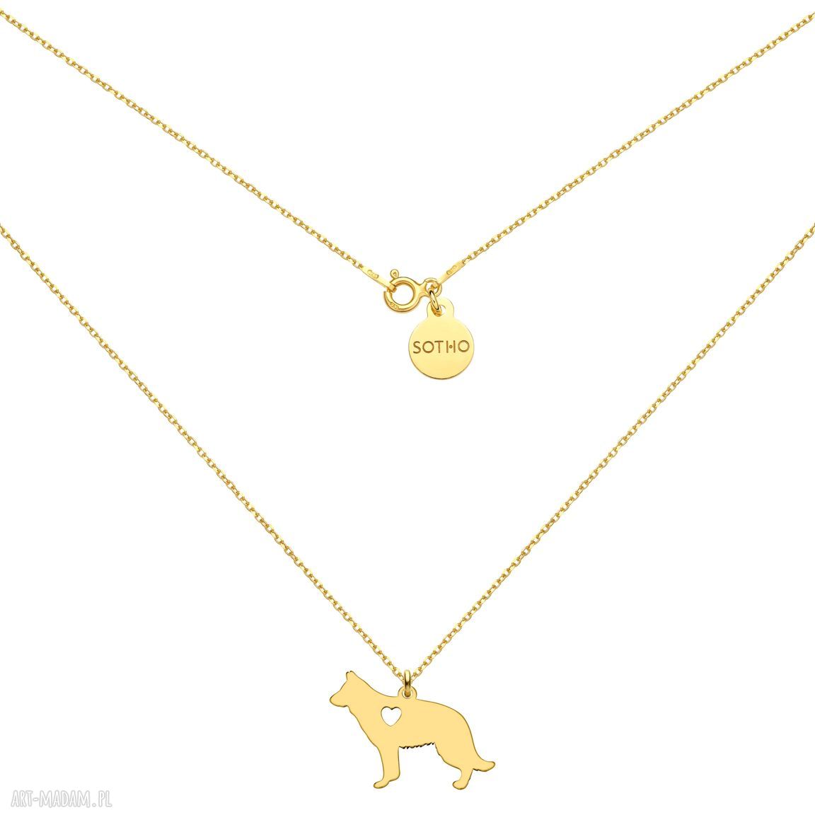 Złoty naszyjnik psem rasy owczarek niemiecki pies pupil