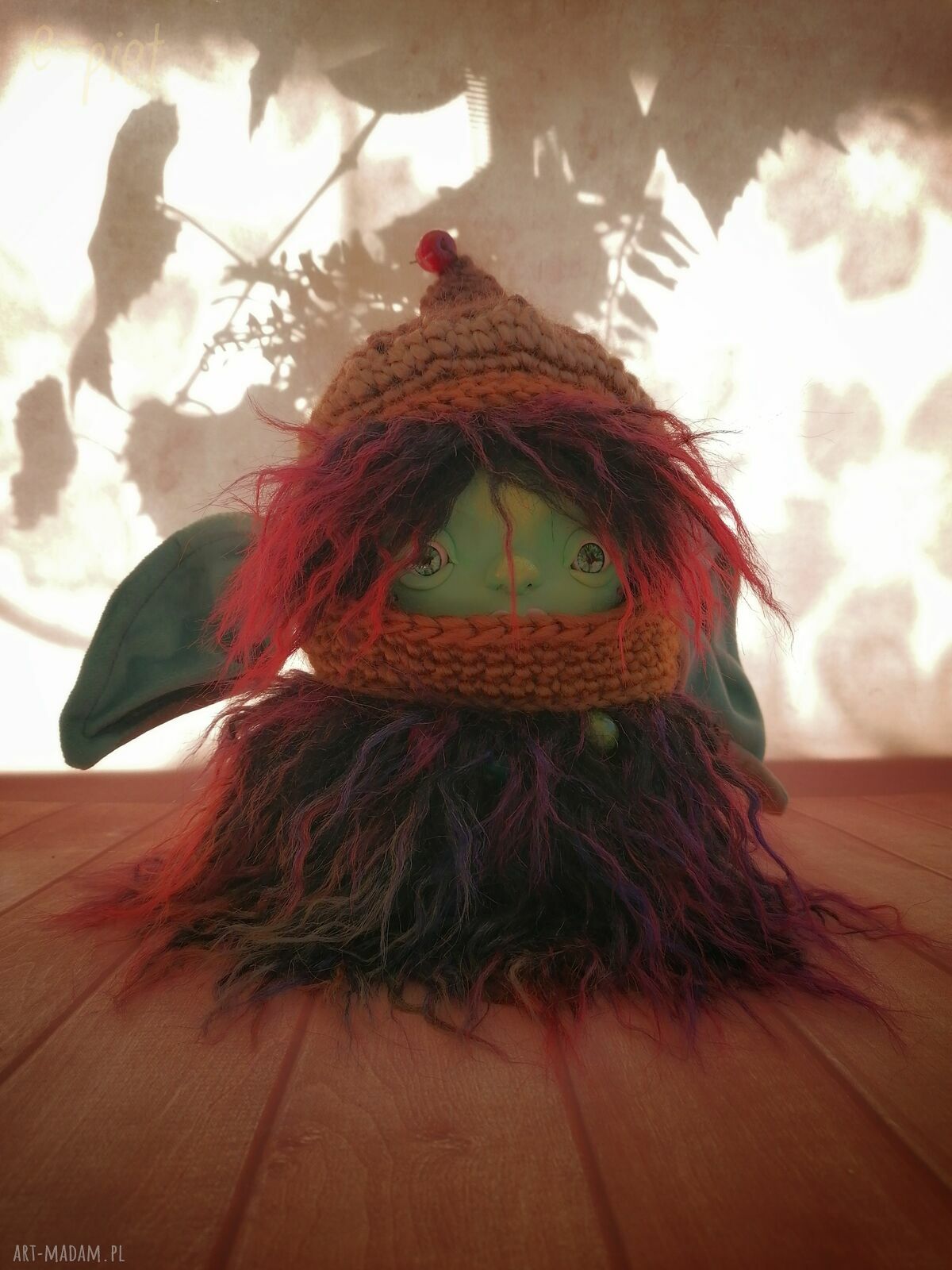 Trol Uszaty e-piet - artystyczna lalka kolekcjonerska do Twojego wnętrza (ok. 20 cm)
